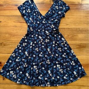 Kaileigh Navy Floral Dress with White & Light Blue Blooms
